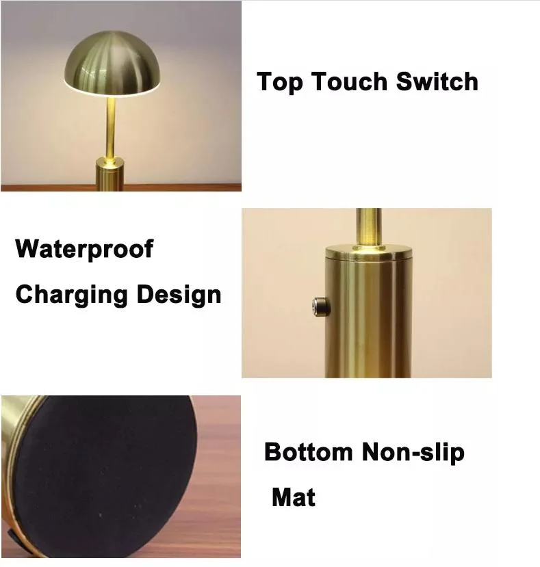 Modern Metal Bar Restaurant Cafe Decoration Bedside Table Lamps 3 Colors Stepless Dimming Popular Style Tricolor Dimming Rechargeable Decorative LED Desk Light