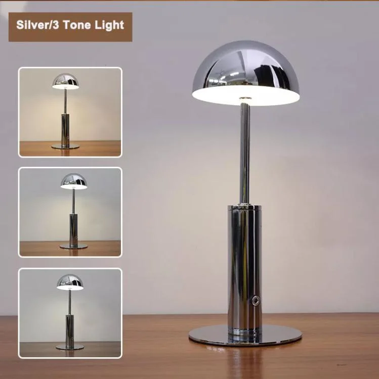 Modern Metal Bar Restaurant Cafe Decoration Bedside Table Lamps 3 Colors Stepless Dimming Popular Style Tricolor Dimming Rechargeable Decorative LED Desk Light