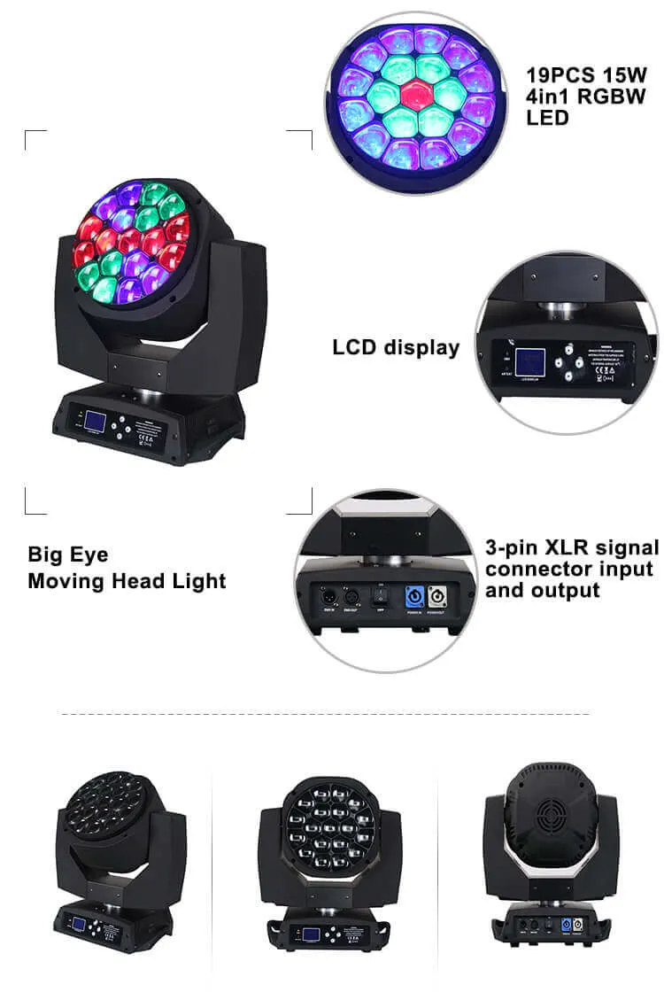 19 X 15W K10 Bee Eye Zoom LED Wash Moving Head