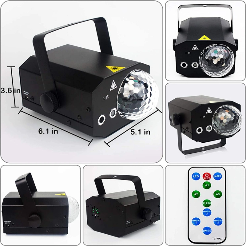 Black White Plastic Case 16 Spot Pattern 2in1 Stage Laser Light LED Crystal Magic Ball KTV Bar Disco Box Party Light