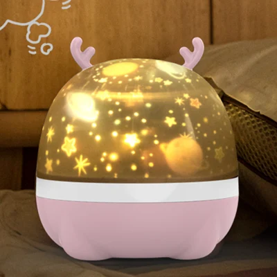 Roman enfants cadeau LED mignon cerf forme nuit ciel tricolore Projection lampe chambre fond effet lumière avec 6 types de motif